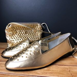 Shoes & Purse GOLD FLATS w/ matching purse size 8